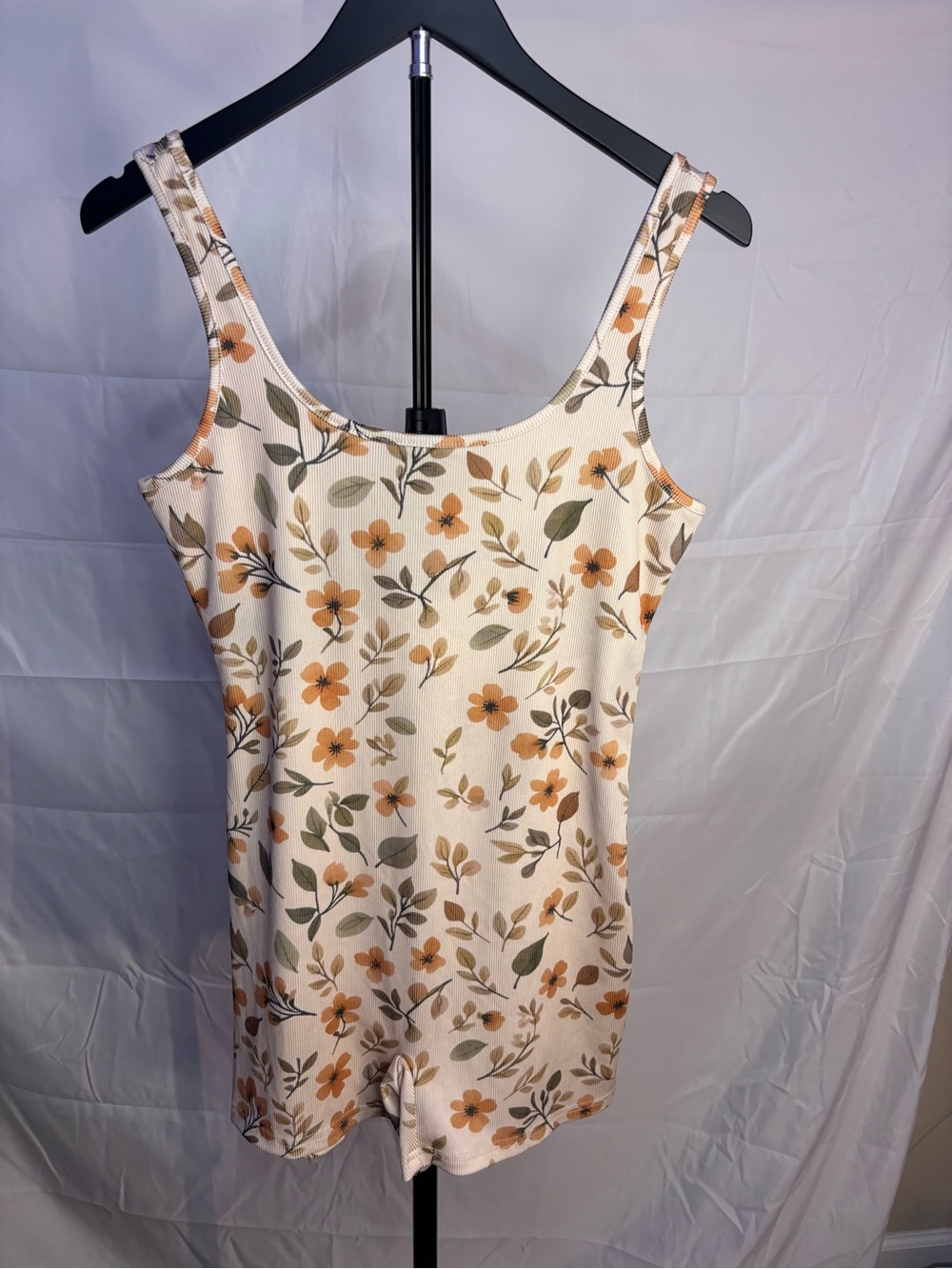 SHEIN Cream Mini Dress with Orange Floral Print